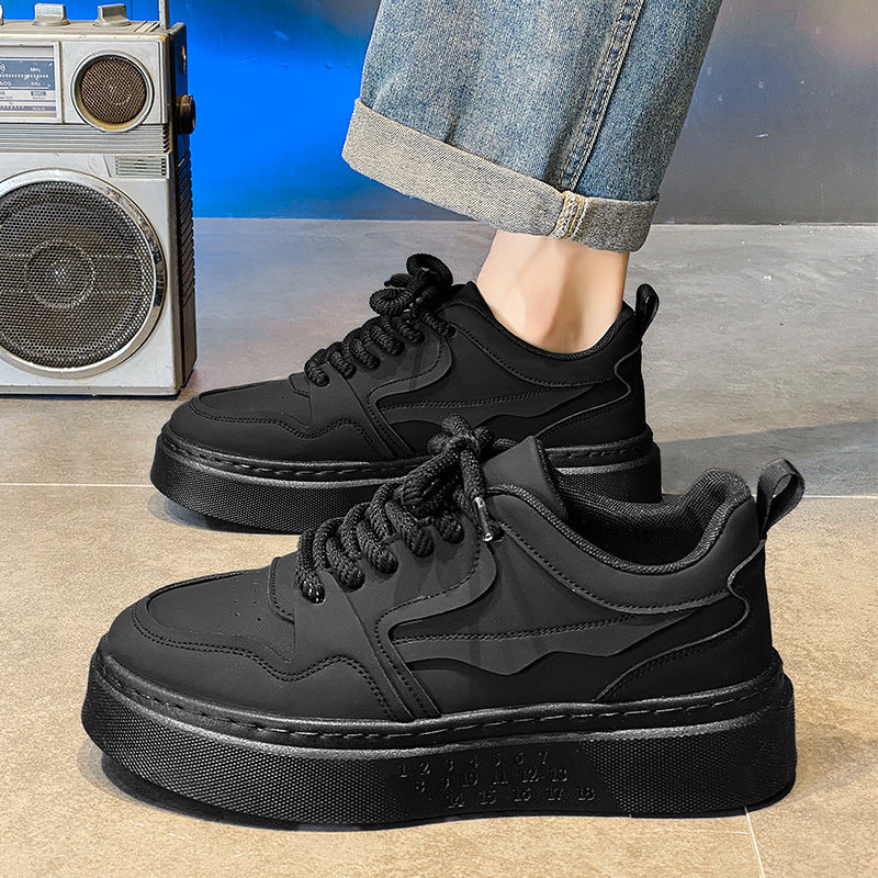 Men's All Black Board Autumn Restaurant Sports Sneakers