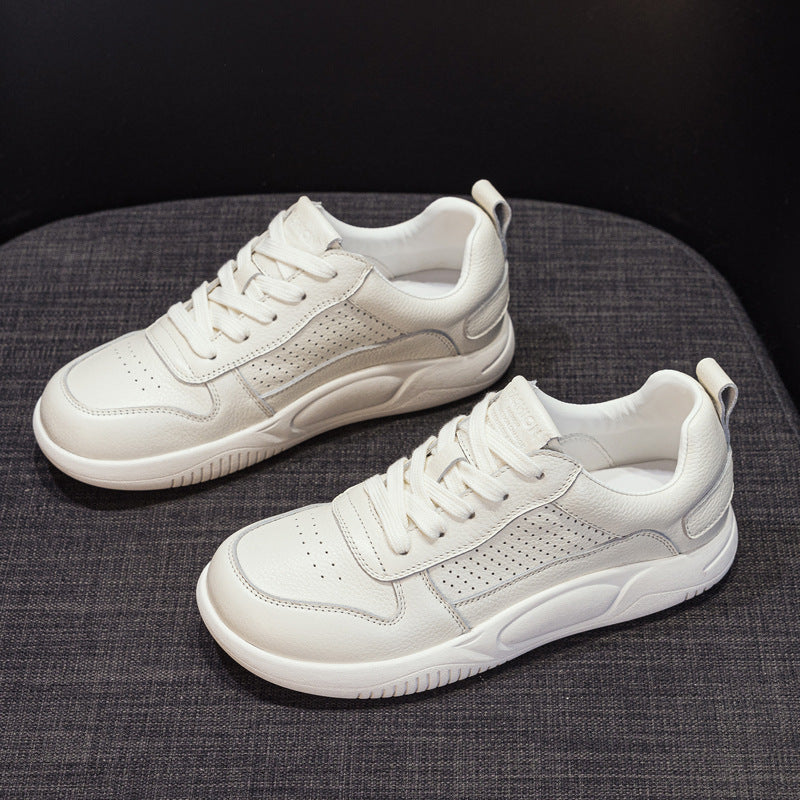 Women's Layer Cowhide Easy Wear Flat Pumps Casual Shoes