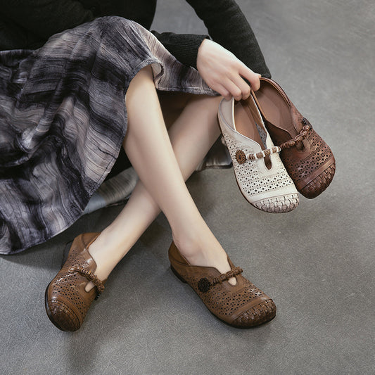 Classic Women's Retro Style Cowhide Comfortable Men's Shoes