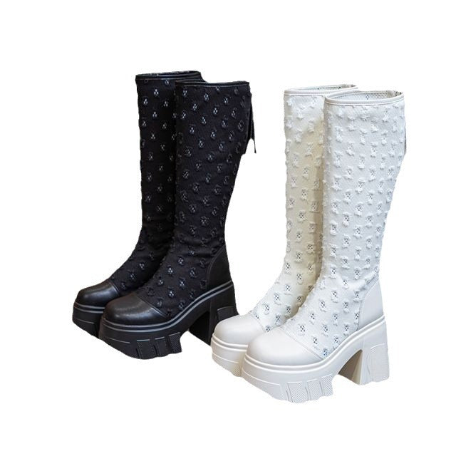 Long Knight Platform Skinny Thick High Sandals