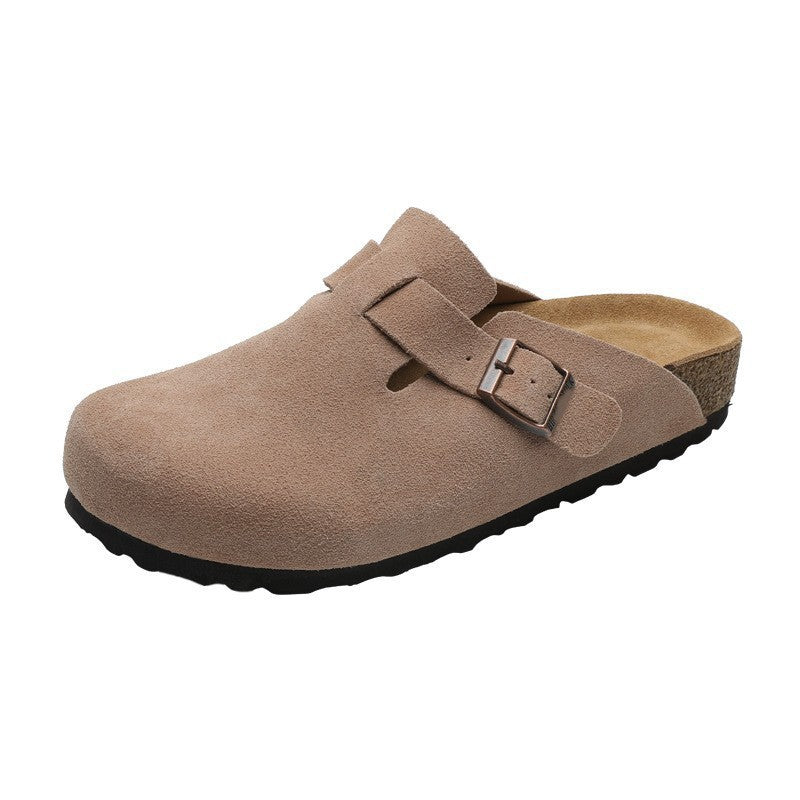 Comfortable Flat Cork Unisex Retro Half Lazy Thick-soles Slippers