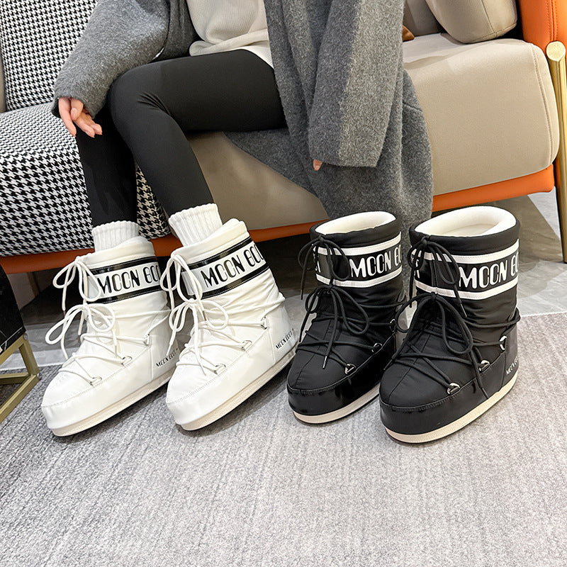 Women's Thick Warm Sleeve Cotton Strap Bread Snow Boots