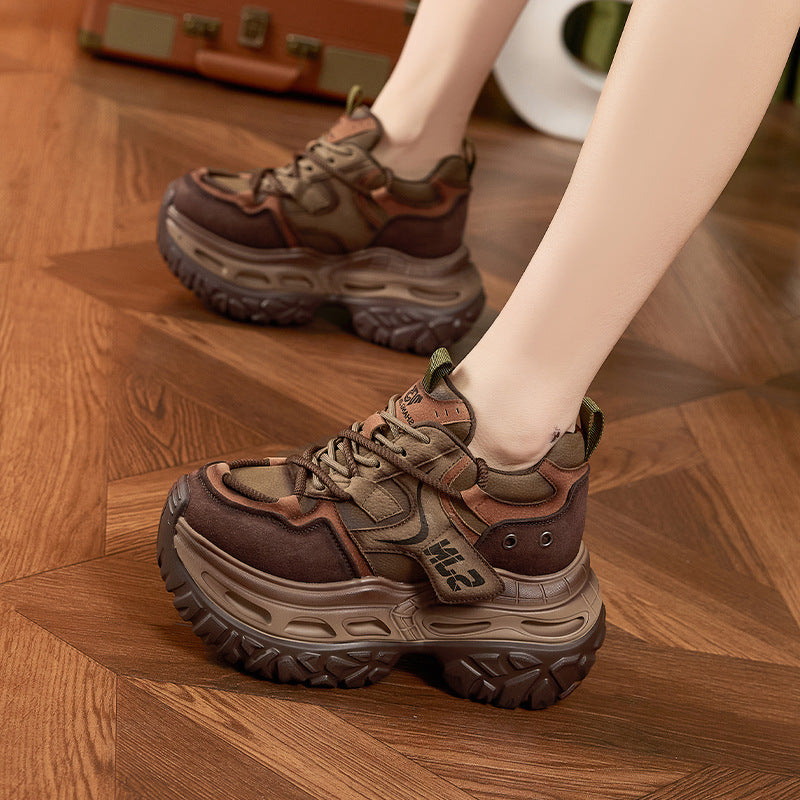 Women's Platform Dad Spring Height Increasing Insole Polished Women's Sports Shoes