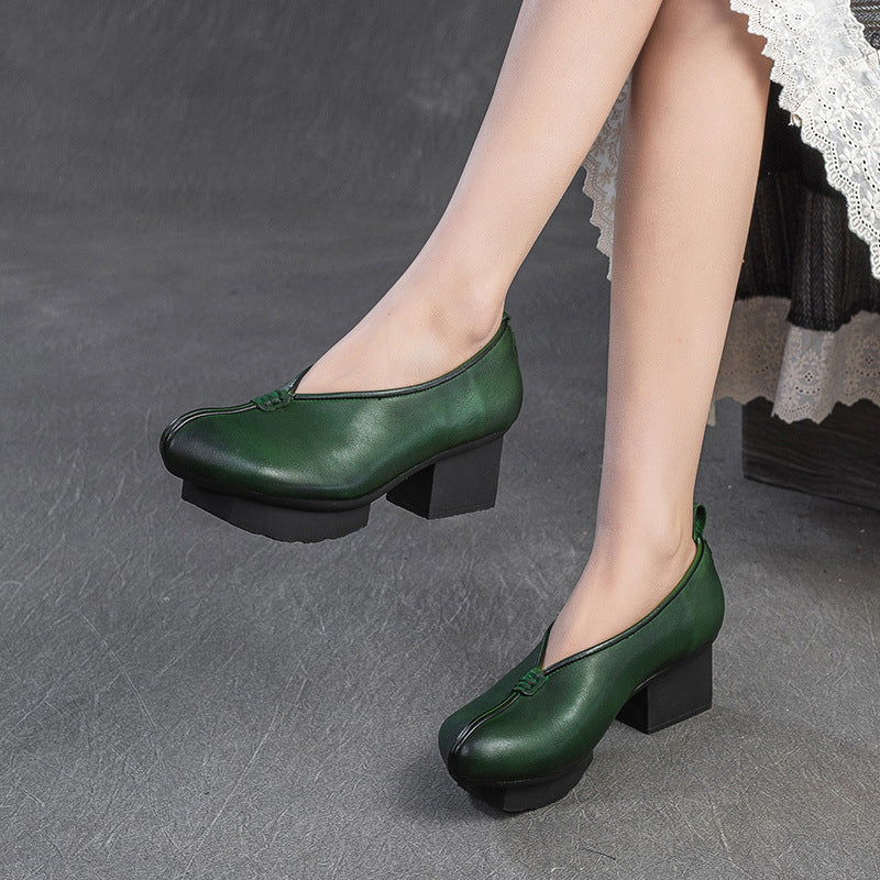 Women's National Style Chinese Plaid Top Layer Women's Casual Shoes