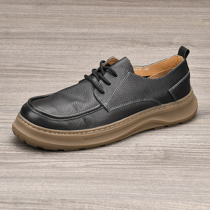 Men's First Layer Cowhide Business Platform British Trend Soft Men's Casual Leather Shoes