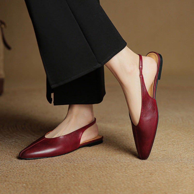 Women's Korean Pointed Toe Closed Beef Tendon Soft Bottom Large Size Sandals
