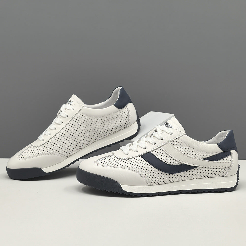 Men's Genuine Breathable Board Trendy White Summer Sneakers