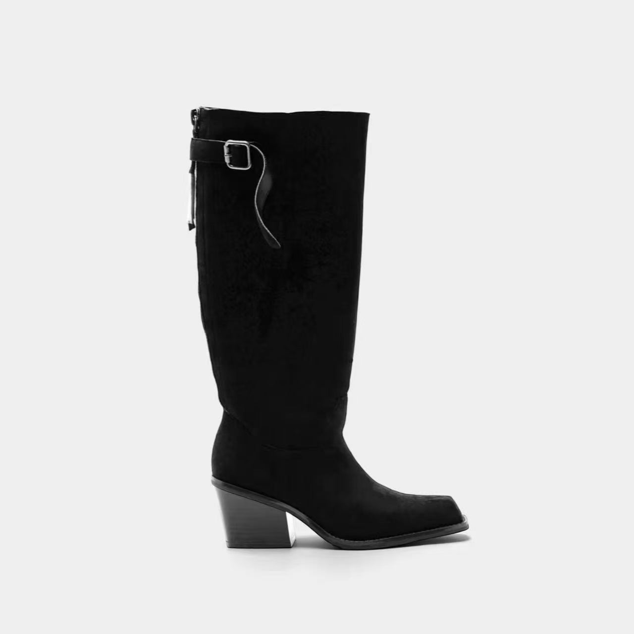 Women's Hot Style Fleece-lined Knight Winter Pointed Chunky Below The Knee Heels