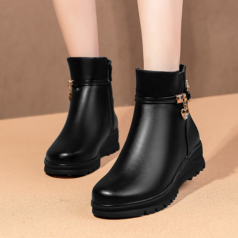 Soft Sole Spring Fleece-lined Thickened Female Women's Shoes