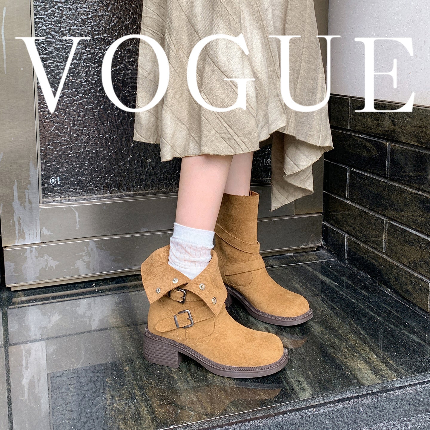 Women's Style Thick Bottom Increased Autumn Ankle Belt Women's Leather Boots