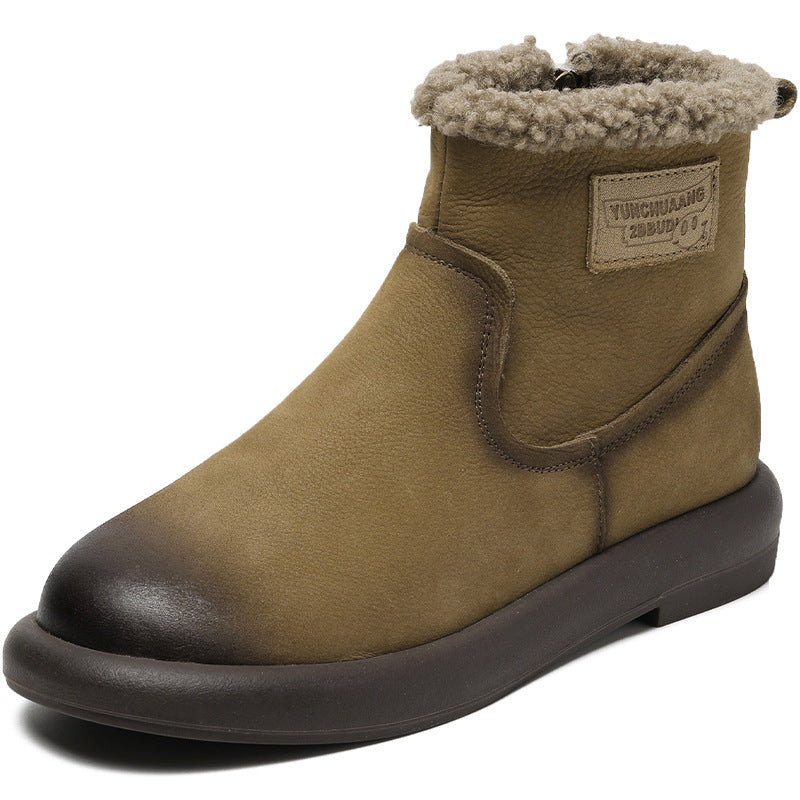 Women's Bottom Short Winter Warm Lamb Wool With Veet Vintage Snow Boots