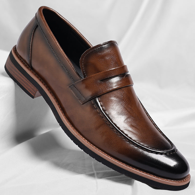 Men's British Style Slip-on Soft Bottom High Men's Business Leather Shoes