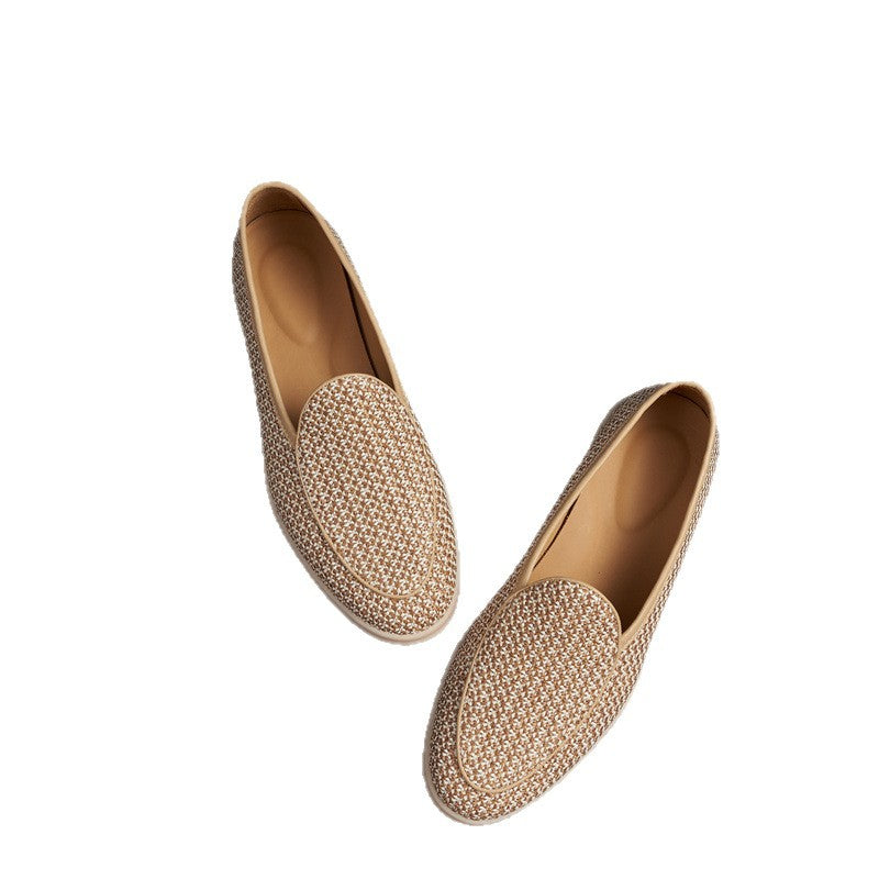 Men's Breathable Woven Low-cut Flat Pumps Soft Bottom Comfortable Loafers/doug Shoes