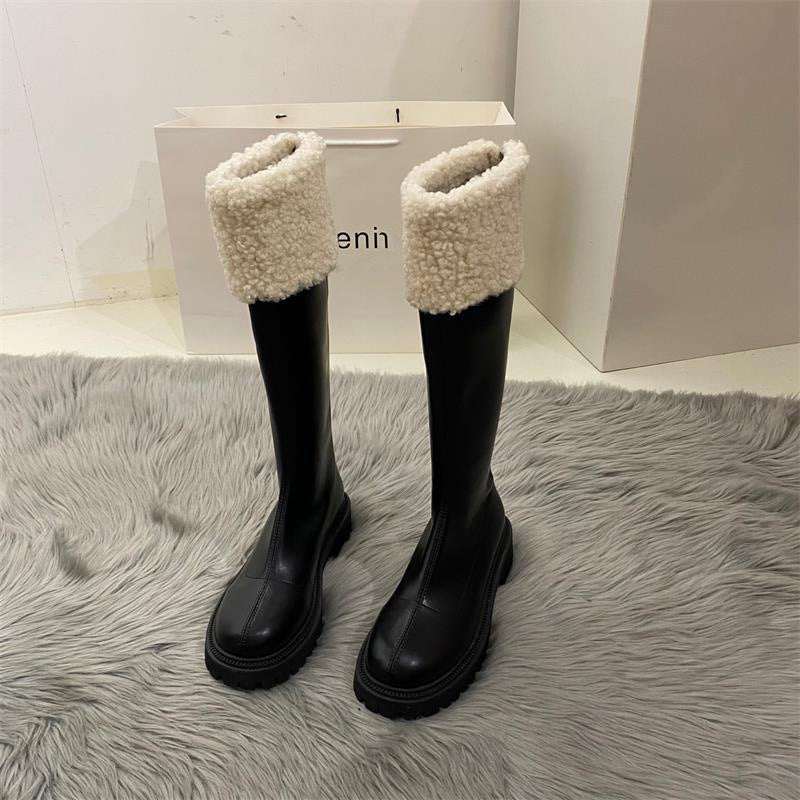 Women's Style Long Rider Fleece-lined Fluffy Winter Boots