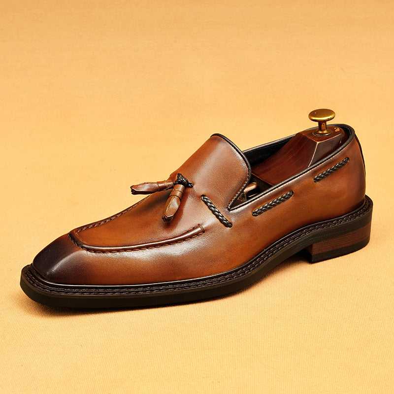 Men's Formal Wear Genuine England Style Square Men's Casual Leather Shoes