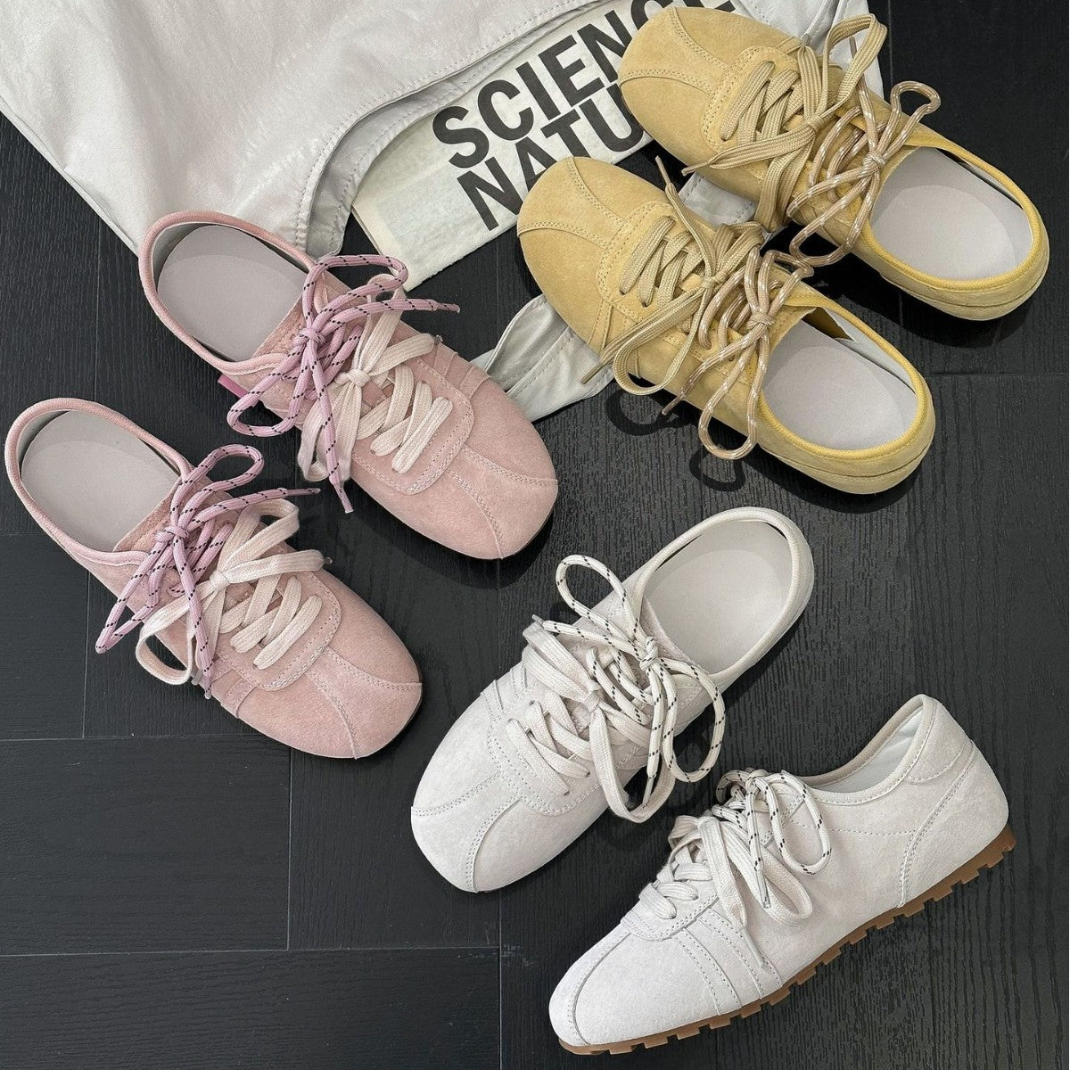Women's Spring Flat Top Layer Pig Bud Training Stylish Lightweight Leisure Women's Casual Shoes