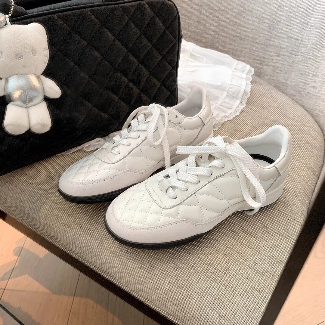 Women's Heavy Color Classic Style Cowhide Rhombus Platform Women's Sports Shoes