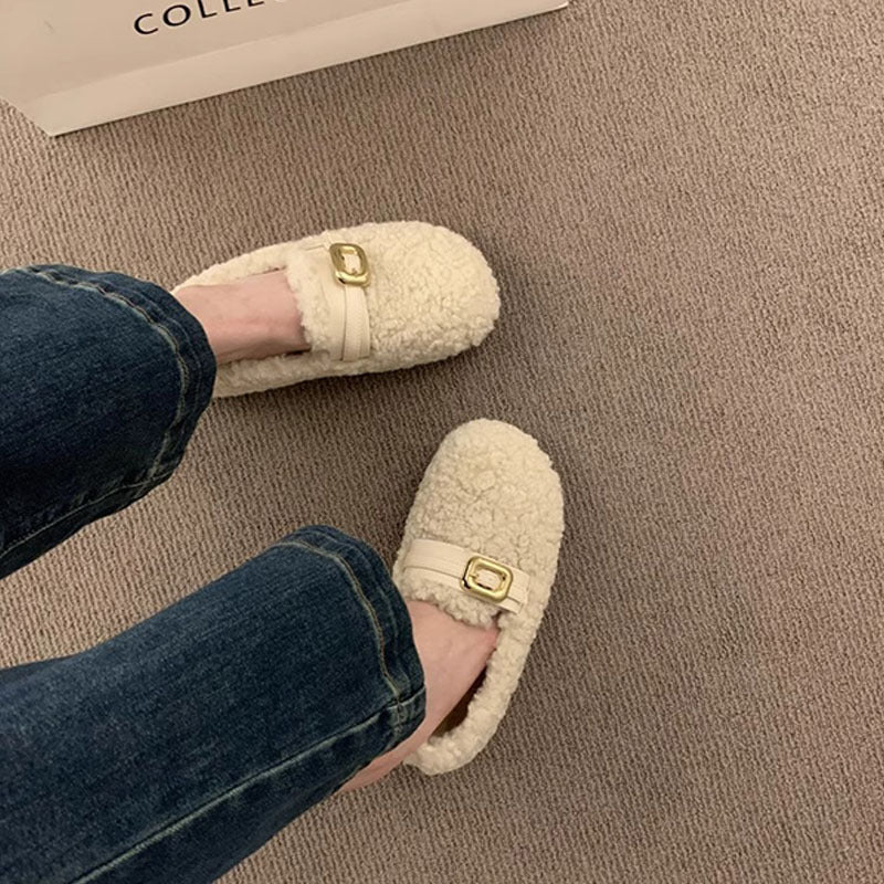 Women's Style Gentle Slip-on Fluffy Outer Wear Women's Shoes