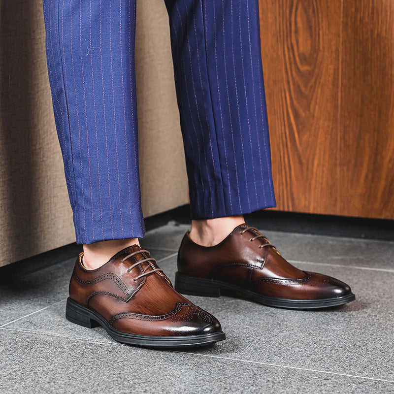 Men's Brogue Korean Business Suit Groom Wedding Leather Shoes