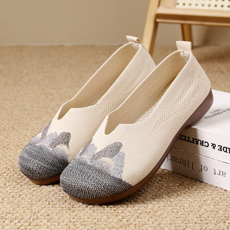 Women's Slip-on Soft Bottom Mom Flat Pumps Casual Shoes