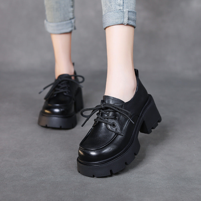Women's Pumps Thick-soled High-heeled Authentic British Style Versatile Loafers
