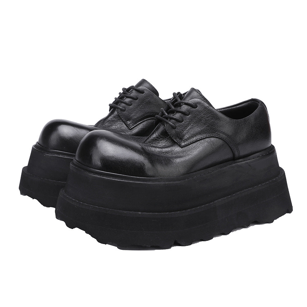 Women's High-grade Pure Washed Cowhide Retro Platform Leather Shoes