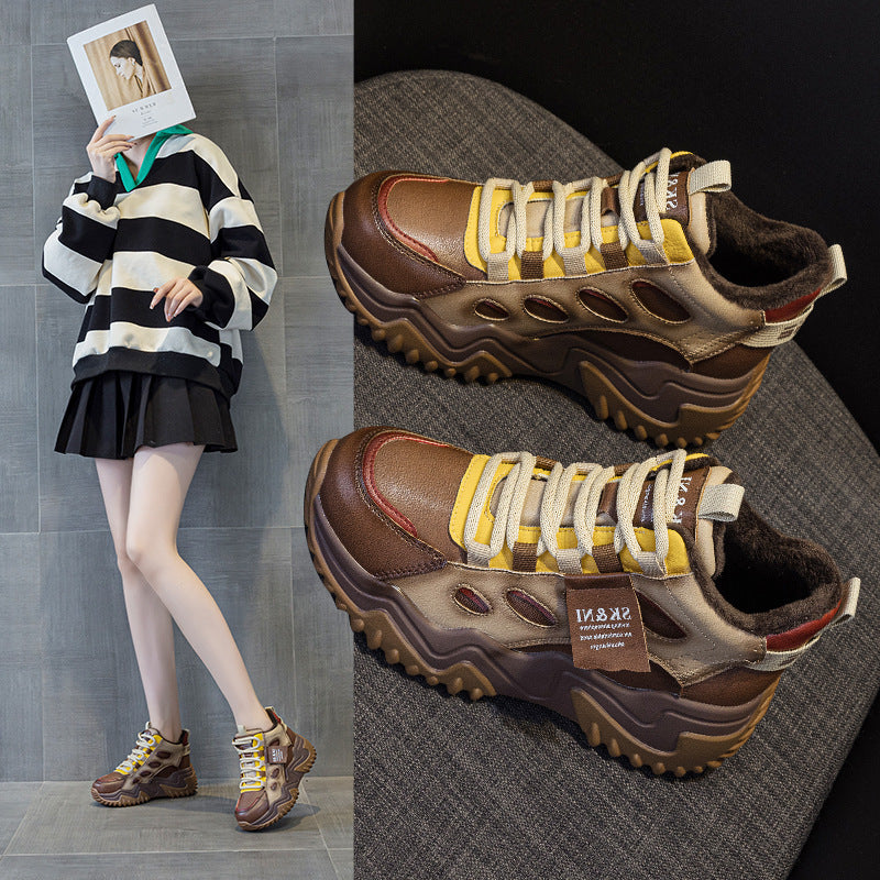 Women's Winter Platform Wedge Sports Dad Fashion Cotton Women's Casual Shoes