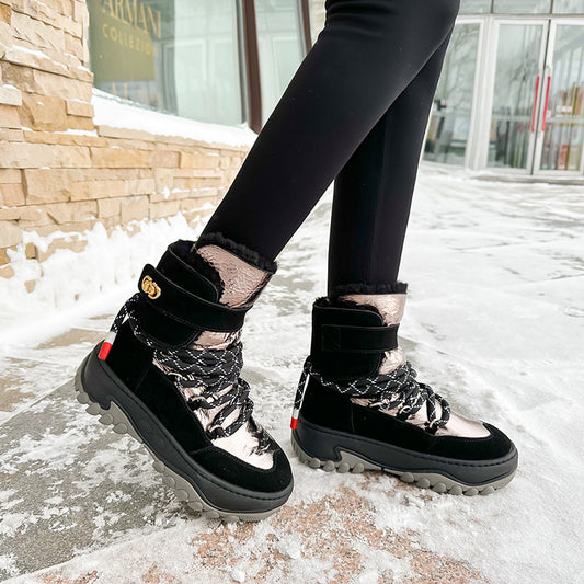 Women's Platform Fur Integrated Winter Northeast Cotton Padded Snow Boots