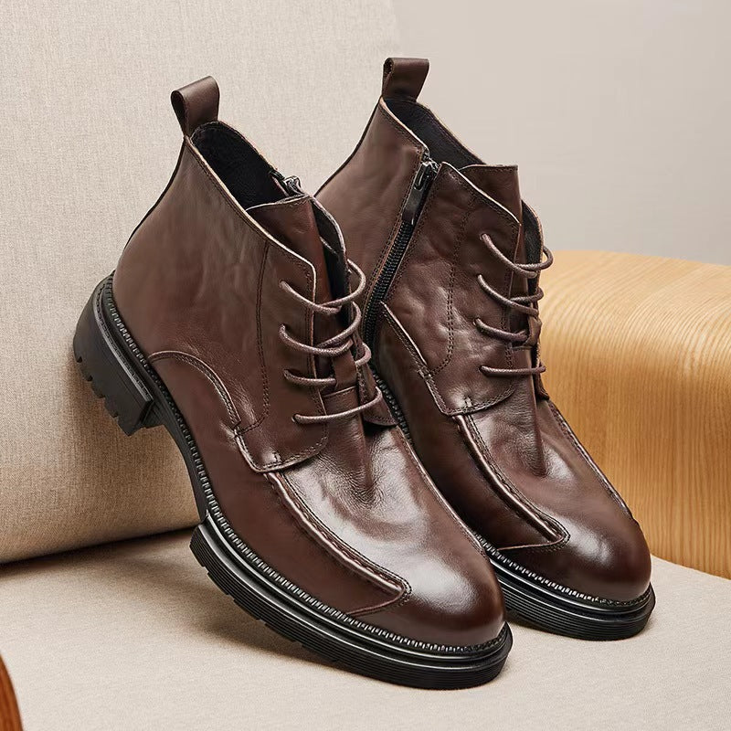 Men's First Layer Cowhide Martin Genuine Platform Boots