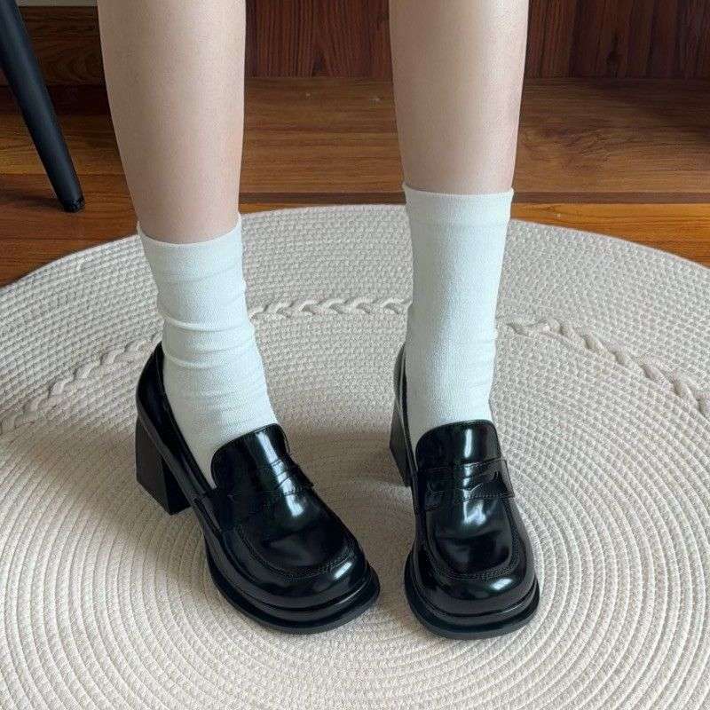 Women's French High Mary Jane Chunky British Dress Leather Shoes