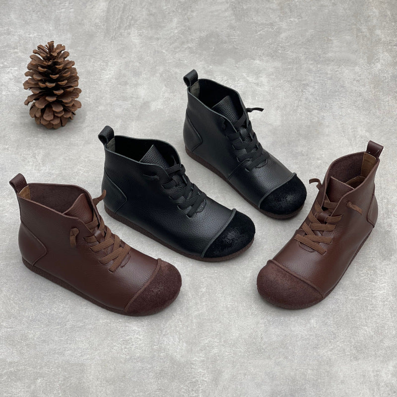Retro Style Soft Bottom With Veet Lining Warm Boots