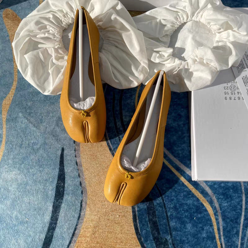 Women's Pleated Flat Round Toe Trotter Horseshoe Women's Fashion Shoes
