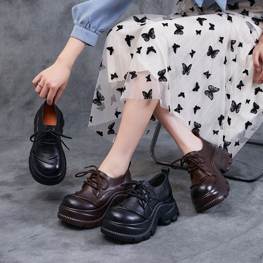 Women's Muffin Thick Bottom Big Head Pumps Autumn Vintage Women's Fashion Shoes