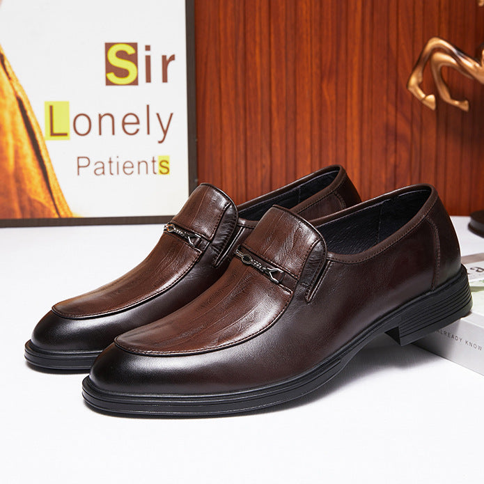 Men's Fashion Genuine Embossed Slip-on Wear Low Men's Business Leather Shoes