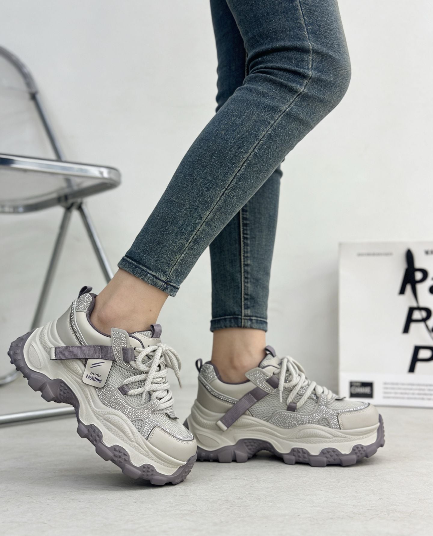 Women's Breathable Thick Bottom Increased Comfortable Lightweight Women's Sports Shoes