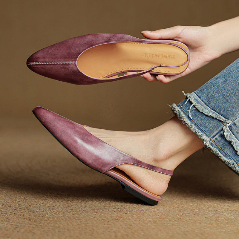 Women's Korean Pointed Toe Closed Beef Tendon Soft Bottom Large Size Sandals