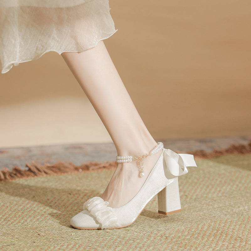 Women's Female Square Toe Chunky Large Size Plus Sizes Mary Women's Fashion Shoes