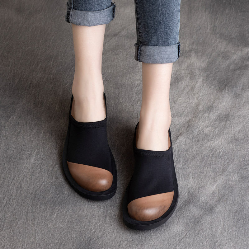 Spring Retro Cowhide British Handsome Slip-on Flat Leather Shoes