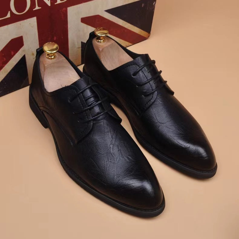Trendy Korean Style Pointed Soft Breathable Comfortable Business Boys Leather Shoes