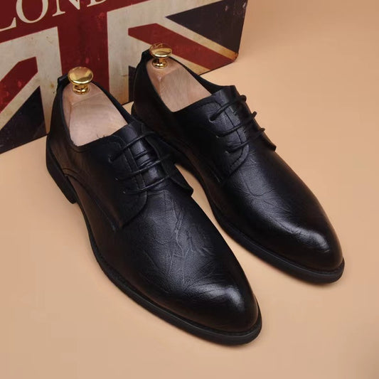 Trendy Korean Style Pointed Soft Breathable Comfortable Business Boys Leather Shoes