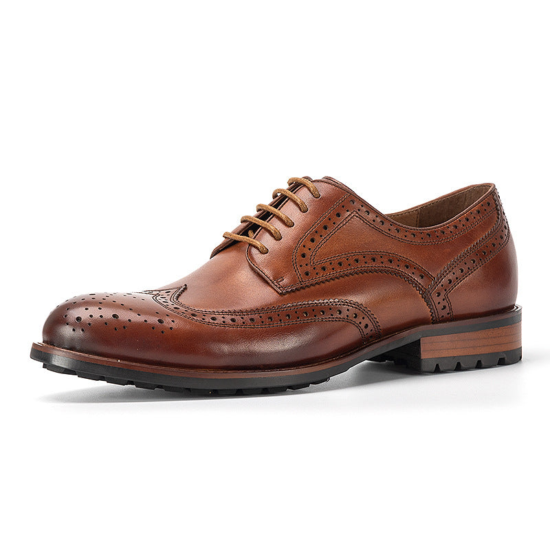Men's Brogue British Retro Handmade Genuine Formal Wear Leather Shoes