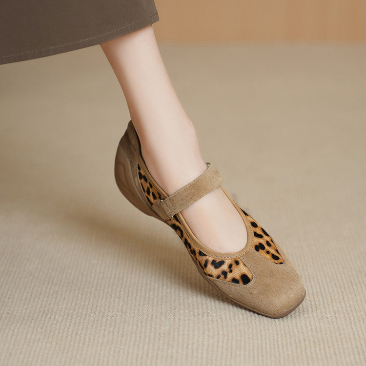 Women's Crisp Soft Sheepskin Spring Low-cut Buckle Thick Women's Fashion Shoes