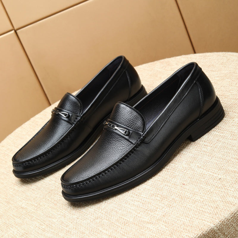 Men's First Layer Cowhide Dress Slip-on Fashion Soft Bottom Casual Shoes