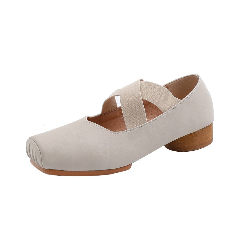 Women's Strap Pig Nose Mary Jane Retro Square Casual Shoes