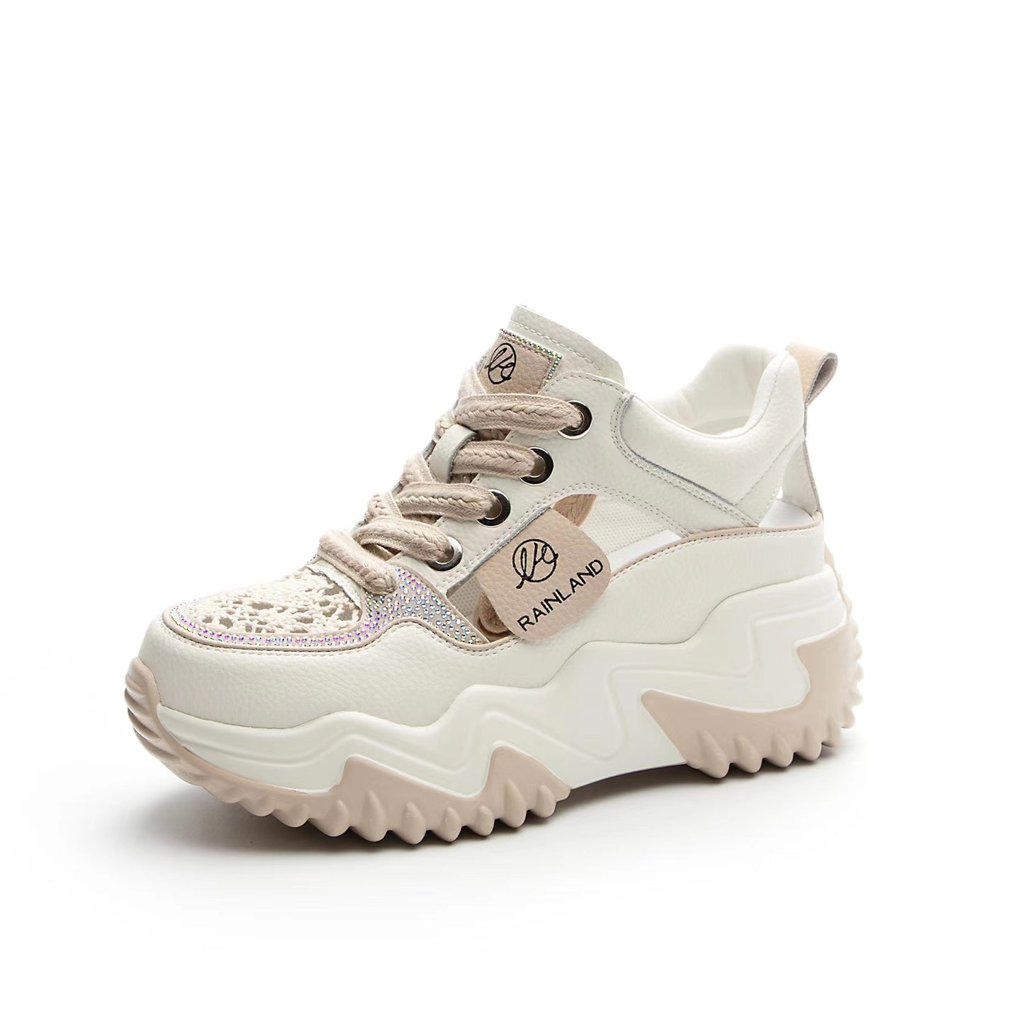 Women's Live Broadcast White Spring Genuine Dad Casual Shoes