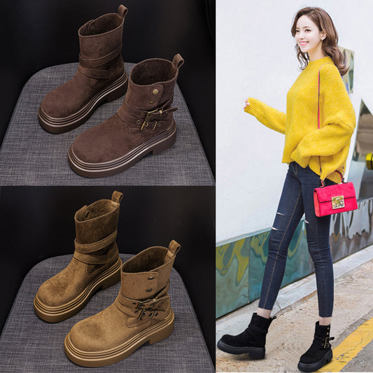 Women's Platform Martin Autumn Fashion Middle Small Men's Shoes