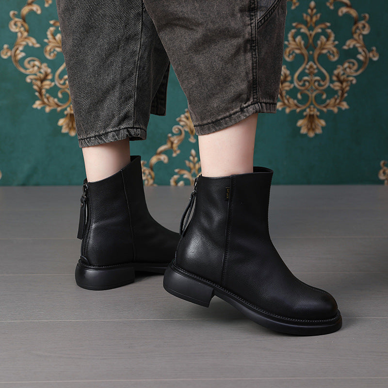 Full Cowhide Short Female Flat Style Popular Winter Boots