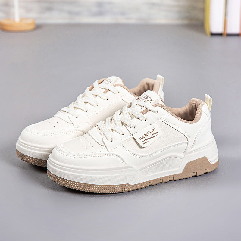 Women's White Spring Versatile Elevator German Training Casual Shoes