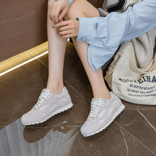 Women's White First Layer Cowhide Flat Pumps Comfortable Women's Casual Shoes