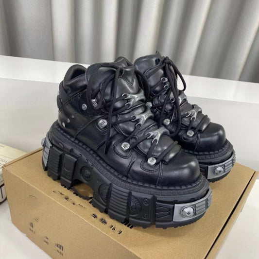 Women's & Men's Spanish Punk Rock Dark Platform Thick Bottom Men's Casual Shoes